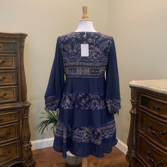 NWT $168 Free People My Love Mini Dress Blue L - Picture 11 of 16